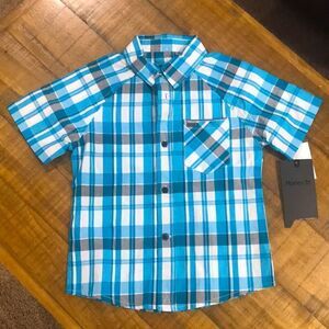 BNWT Hurley Boys Button Down Shirt, 3T, Multi-color - Blue, White, & Black